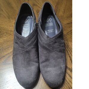 Impo Stretch Ginger Grey Faux Suede Wedge Ankle Booties Memory Foam Womens 9M